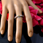 Multi Stone quarter Japanese 92.5 Silver multicolor Gemstones Dainty Trendy Band Jewelry