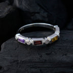 Multi Stone quarter Japanese 92.5 Silver multicolor Gemstones Dainty Trendy Band Jewelry