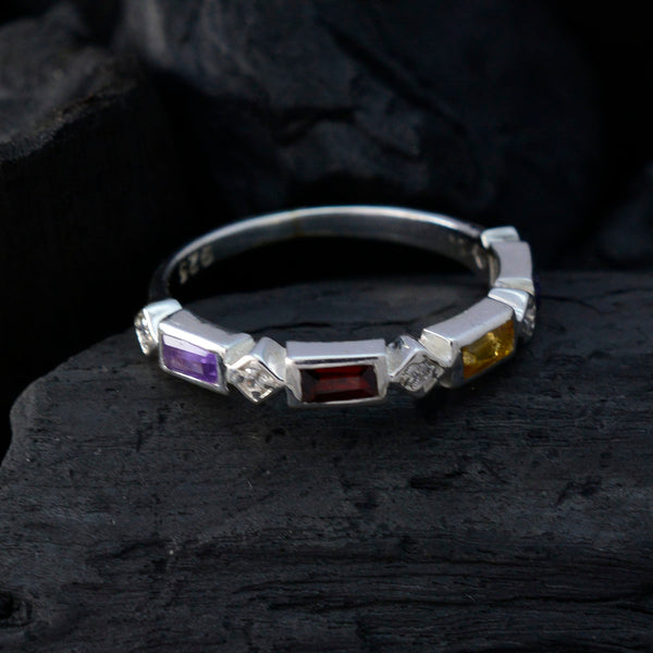 Multi Stone quarter Japanese 92.5 Silver multicolor Gemstones Dainty Trendy Band Jewelry