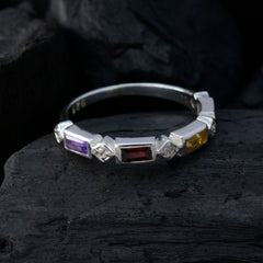 Multi Stone quarter Japanese 92.5 Silver multicolor Gemstones Dainty Trendy Band Jewelry