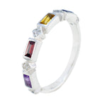 Multi Stone quarter Japanese 92.5 Silver multicolor Gemstones Dainty Trendy Band Jewelry