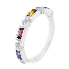 Multi Stone quarter Japanese 92.5 Silver multicolor Gemstones Dainty Trendy Band Jewelry