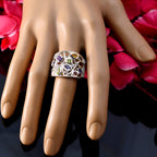 Multi Stone multiple French 92.5 Silver multicolor Gems Versatile Cocktail Ring Jewelry