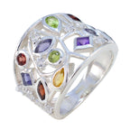 Multi Stone multiple French 92.5 Silver multicolor Gems Versatile Cocktail Ring Jewelry