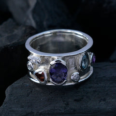 Multi Stone multiple Indian Silver multicolor Gemstones Versatile Bubble Band Jewelry