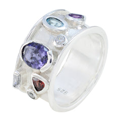 Multi Stone multiple Indian Silver multicolor Gemstones Versatile Bubble Band Jewelry