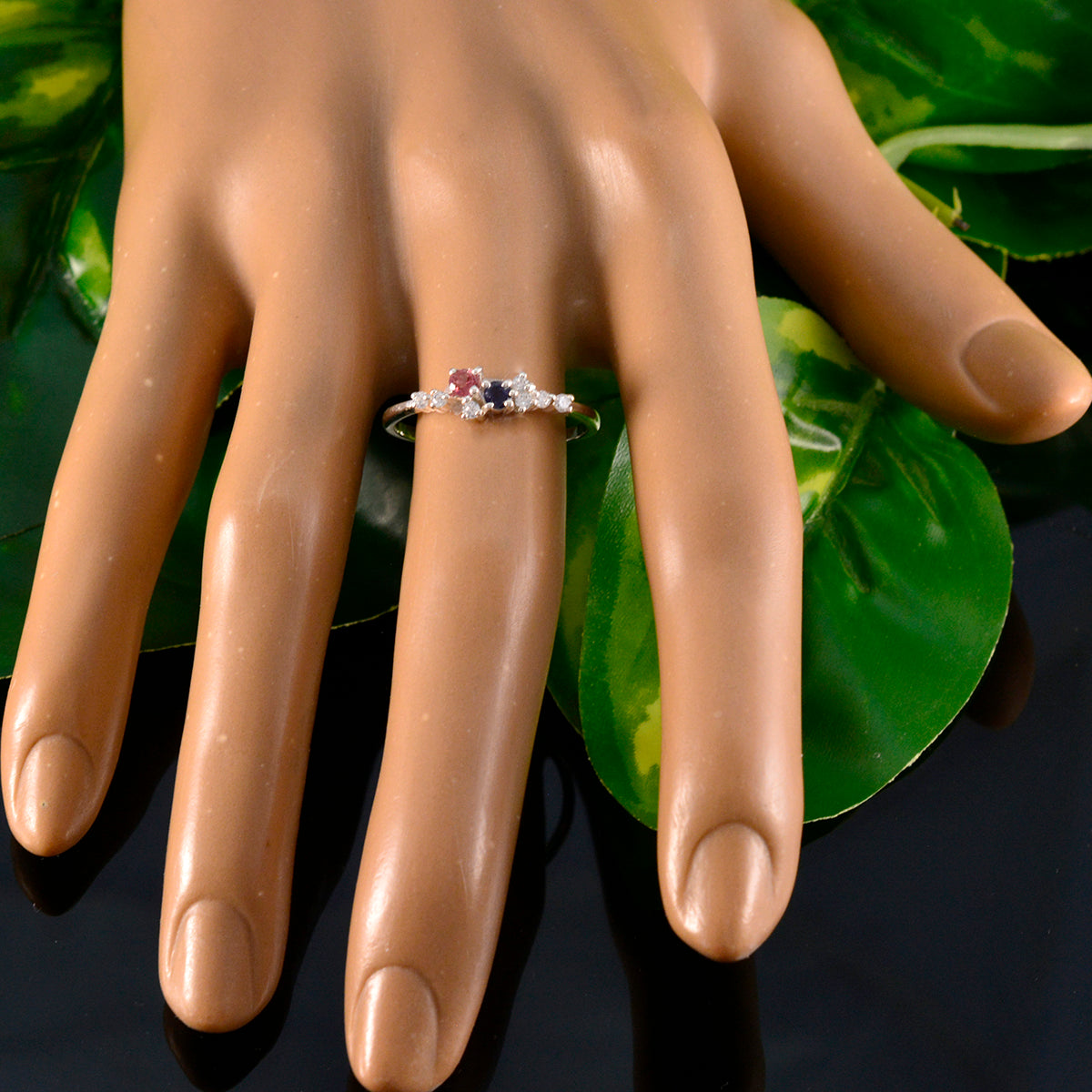 Multi Stone multiple Japanese 925 Silver multicolor Gemstone Elegant  Contemporary Ring Jewelry