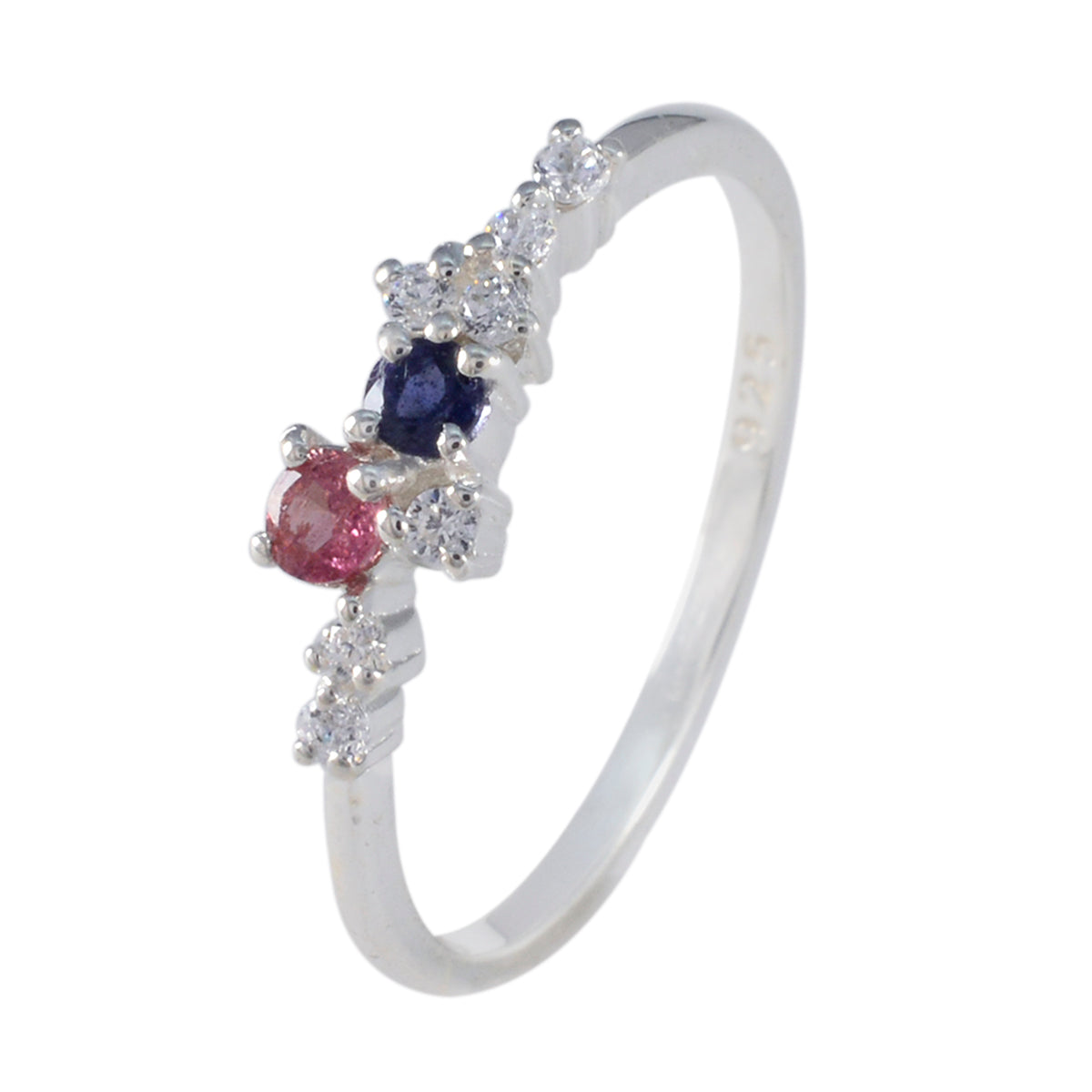 Bague élégante et contemporaine en argent 925 avec pierres précieuses multicolores japonaises Image secondaire du produit