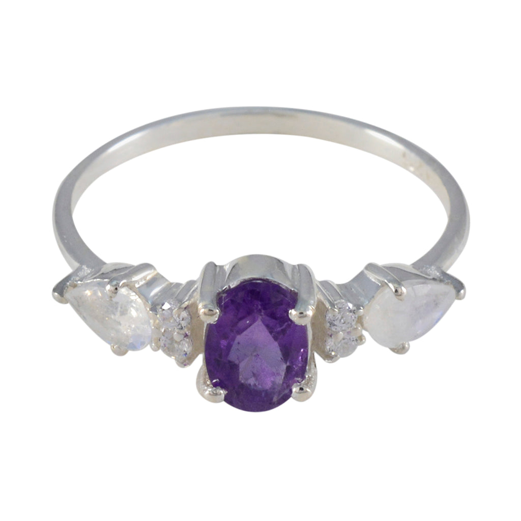 Multi Stone Trilogy Japanese Sterling Silver multicolor Gemstones Delicate Feminine Ring Jewelry