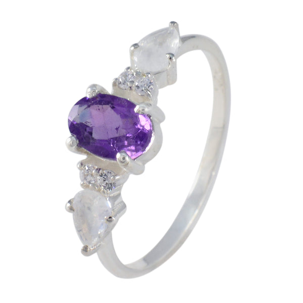 Multi Stone Trilogy Japanese Sterling Silver multicolor Gemstones Delicate Feminine Ring Jewelry
