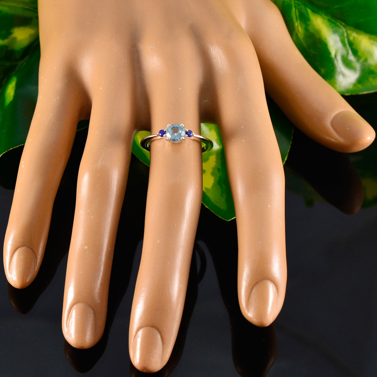 Multi Stone Trilogy American Sterling Silver multicolor Gemstones Elegant  Luxurious Ring Jewellery