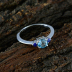 Multi Stone Trilogy American Sterling Silver multicolor Gemstones Elegant  Luxurious Ring Jewellery