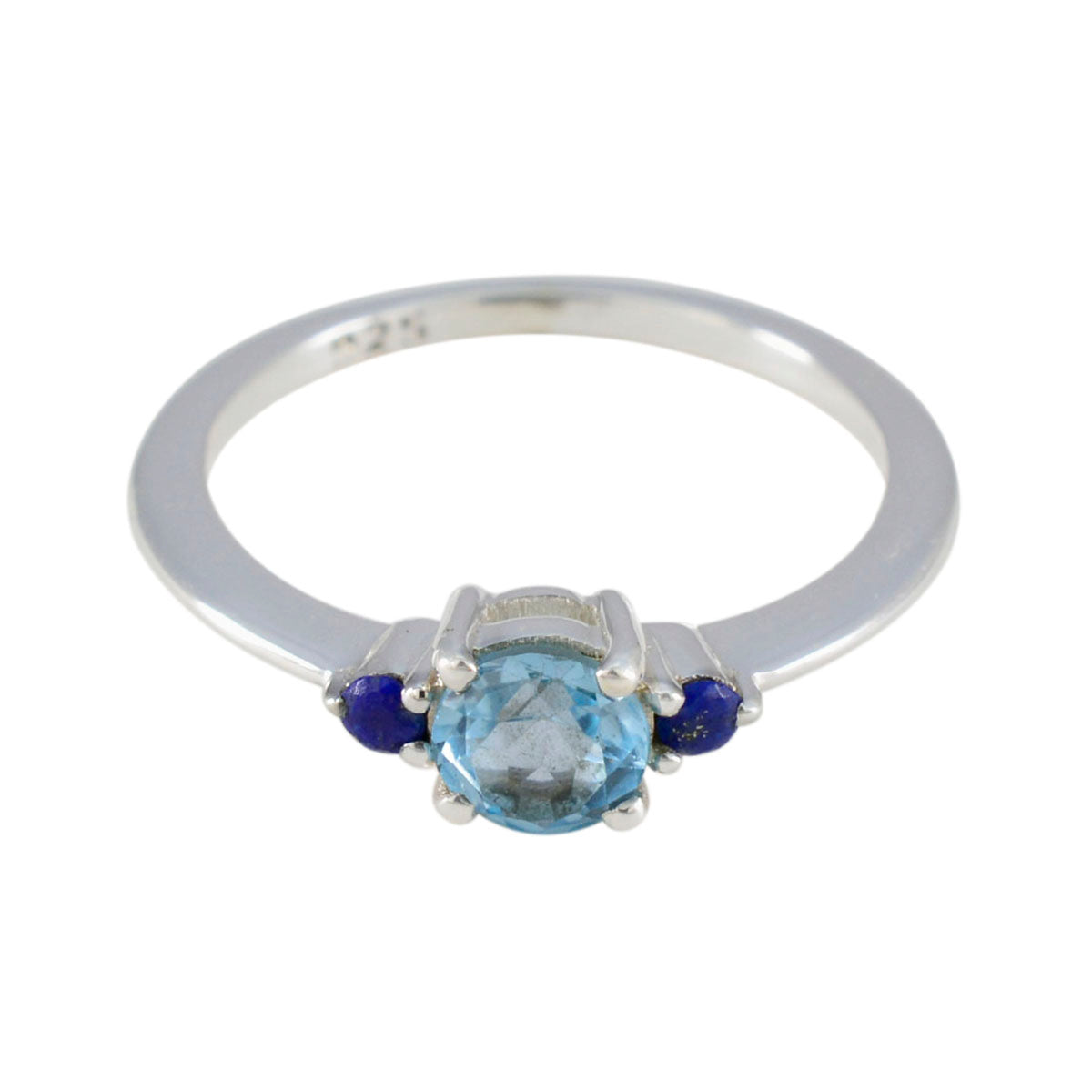 Multi Stone Trilogy American Sterling Silver multicolor Gemstones Elegant  Luxurious Ring Jewellery