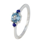 Multi Stone Trilogy American Sterling Silver multicolor Gemstones Elegant  Luxurious Ring Jewellery