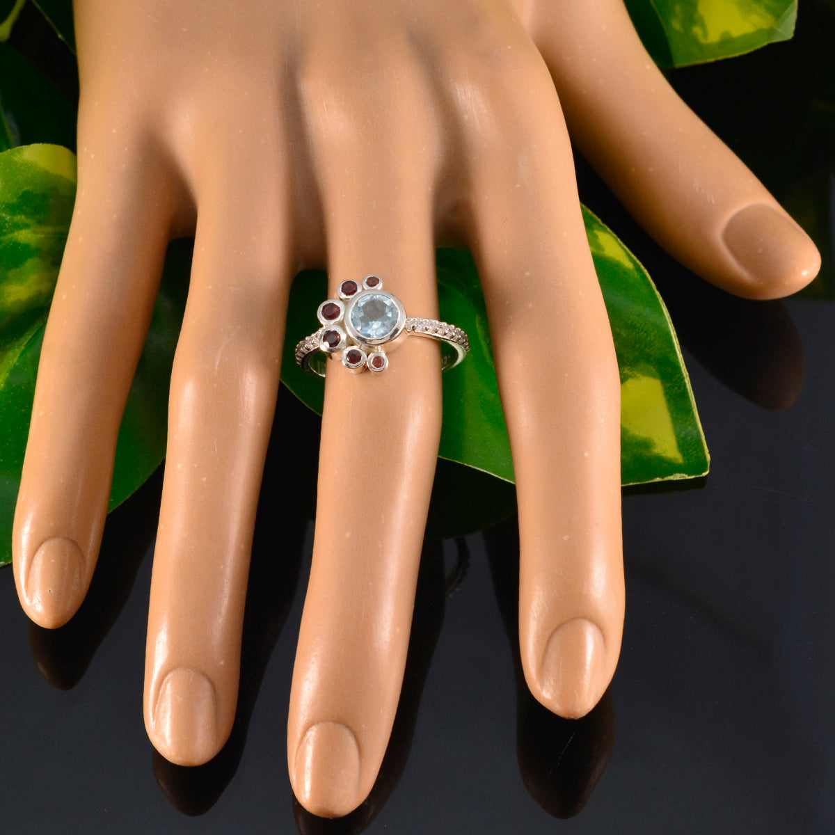 Multi Stone Hepta Japanese 925 Sterling Silver multicolor Gems Whisper thin Fairytale Ring Jewelry