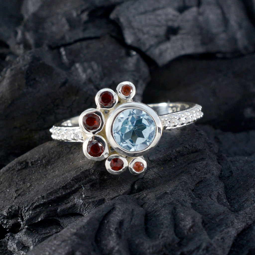 Multi Stone Hepta Japanese 925 Sterling Silver multicolor Gems Whisper thin Fairytale Ring Jewelry