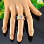 Multi Stone Penta French Sterling Silver multicolor Gemstone Classic Sophisticated Ring Jewelry