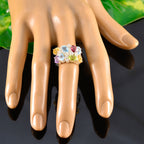 Multi Stone multiple Indian 92.5 Silver multicolor Gems Minimal Cocktail Ring Jewelry