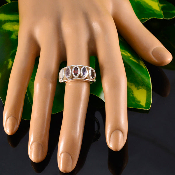 Multi Stone Penta African 925 Silver multicolor Gems Tiny Sophisticated Ring Jewellery