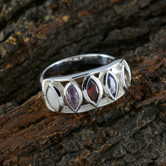 Multi Stone Penta African 925 Silver multicolor Gems Tiny Sophisticated Ring Jewellery