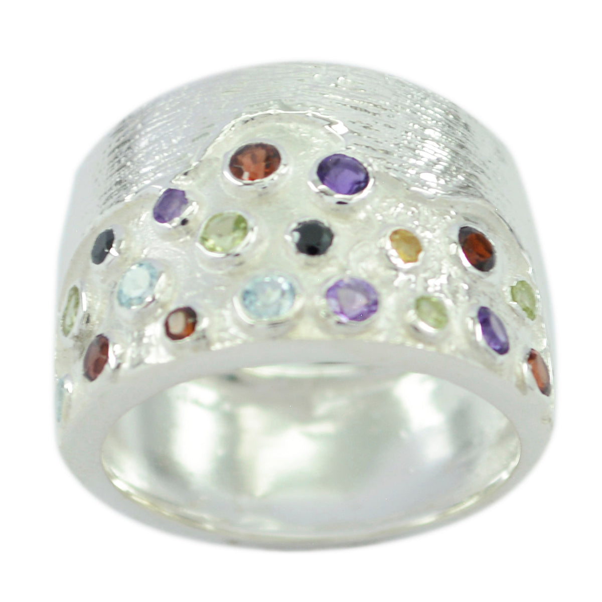 Multi Stone multiple African 925 Silver multicolor Gemstones Essential  Cocktail Ring Jewelry