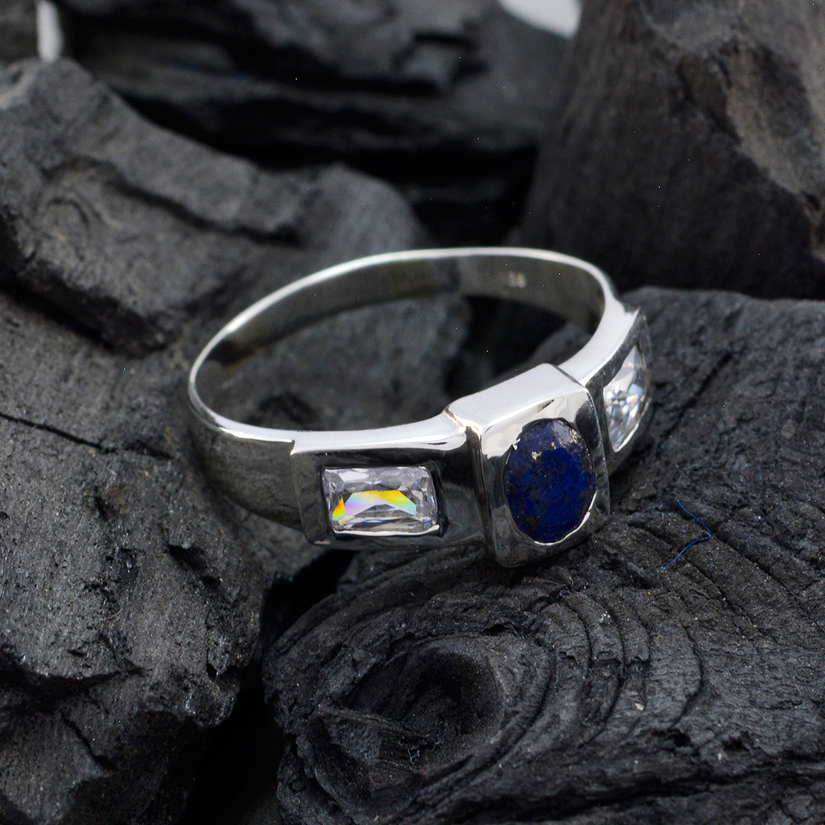 Multi Stone Trilogy African 92.5 Silver multicolor Gemstones Tiny Fairytale Ring Jewelry