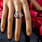 Multi Stone Navratna French 925 Silver multicolor Gemstones Classic Cocktail Ring Jewellery