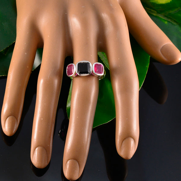 Multi Stone Trilogy Egyptian 925 Sterling Silver multicolor Gemstones Slim Boho Ring Jewelry