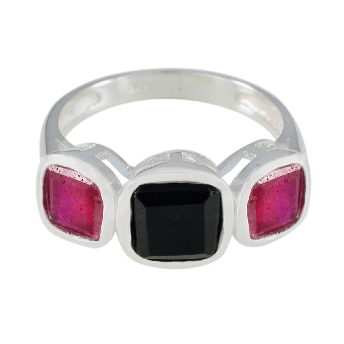 Multi Stone Trilogy Egyptian 925 Sterling Silver multicolor Gemstones Slim Boho Ring Jewelry Huvudsaklig produktbild
