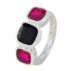 Multi Stone Trilogy Egyptian 925 Sterling Silver multicolor Gemstones Slim Boho Ring Jewelry