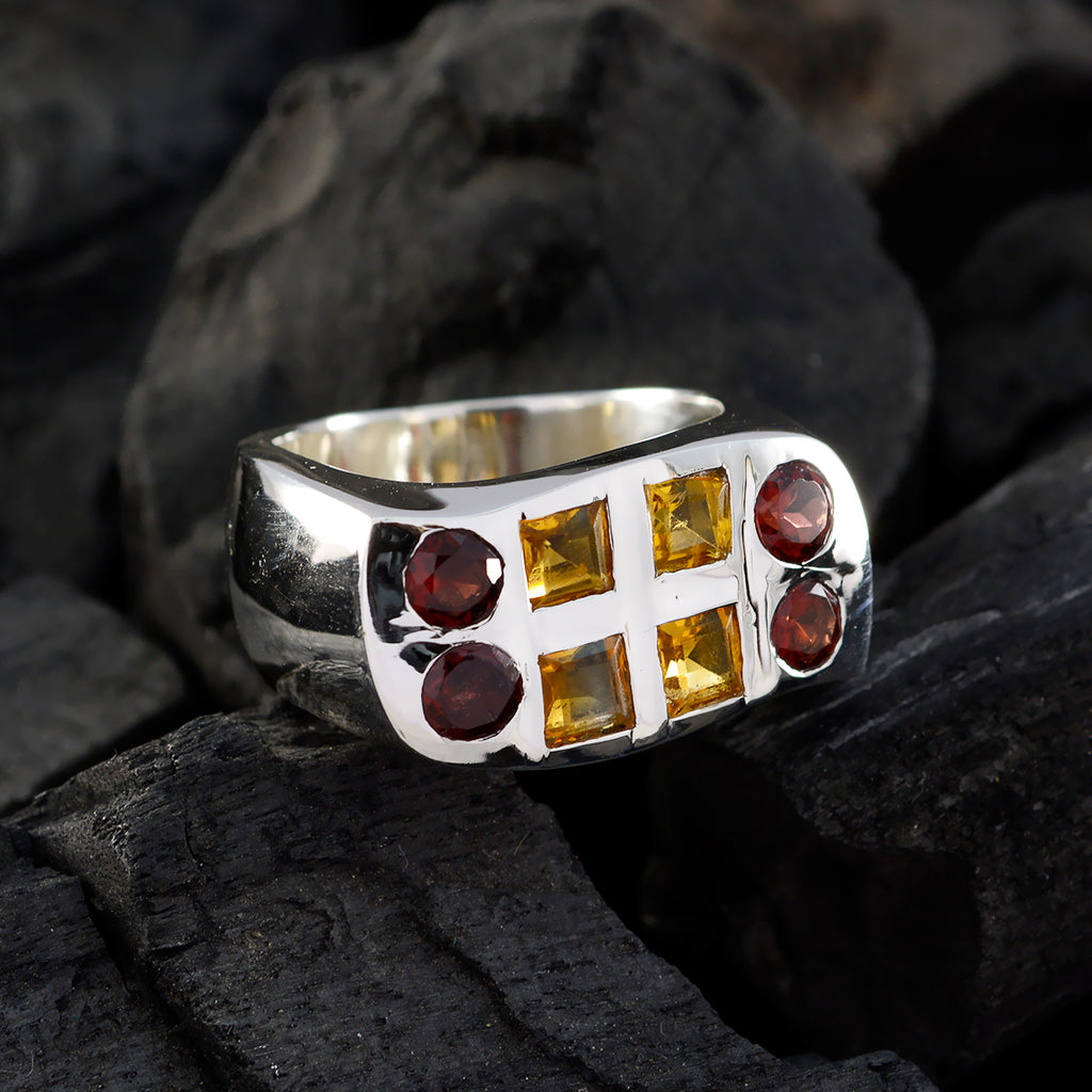 Multi Stone octa Spanish 925 Silver multicolor Gemstones Chunky Cocktail Ring Jewellery