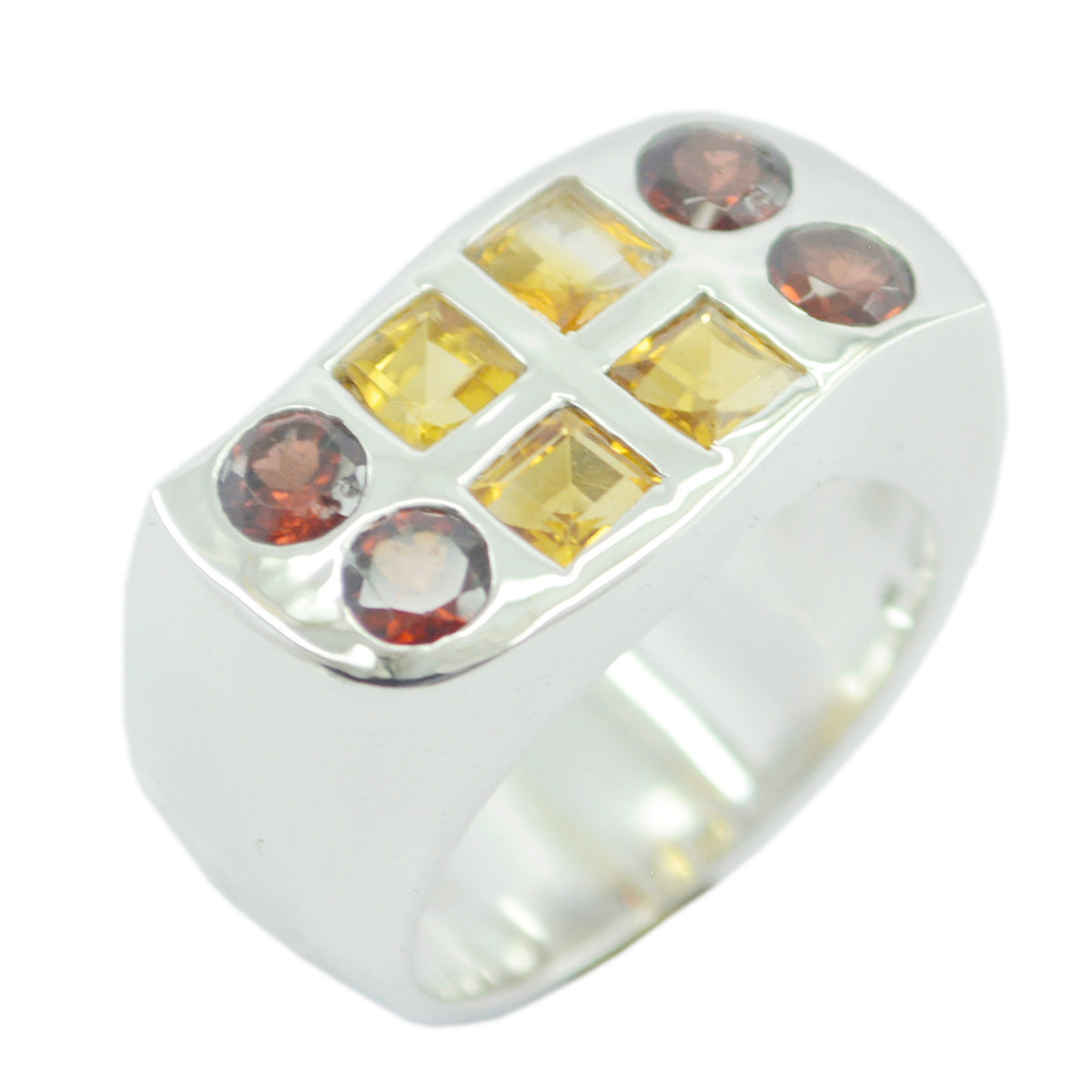 Multi Stone octa Spanish 925 Silver multicolor Gemstones Chunky Cocktail Ring Jewellery