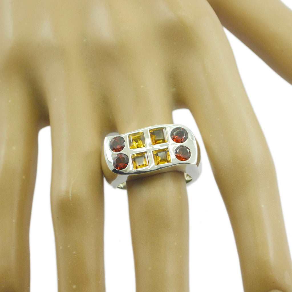 Multi Stone octa Spanish 925 Silver multicolor Gemstones Chunky Cocktail Ring Jewellery