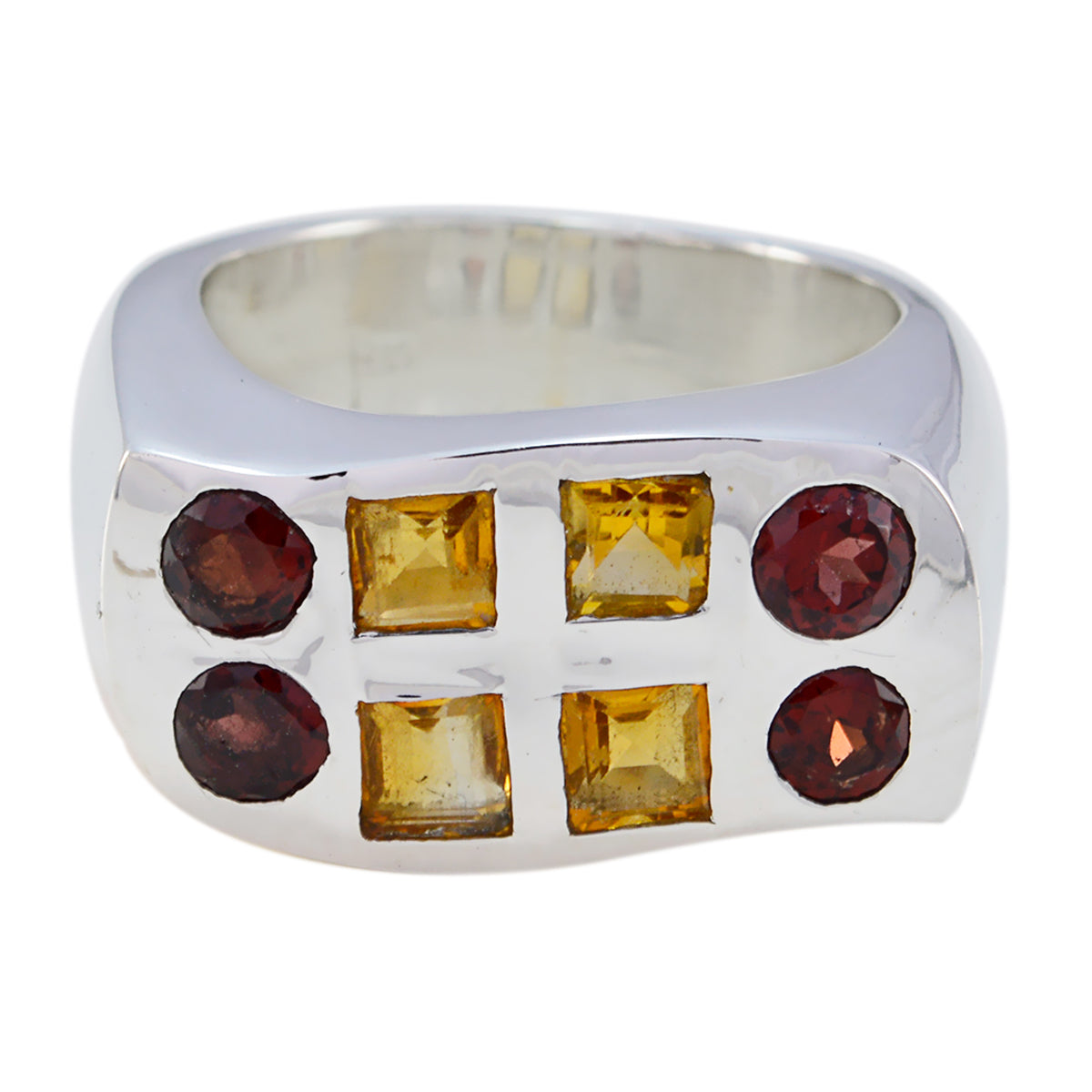 Multi Stone octa Spanish 925 Silver multicolor Gemstones Chunky Cocktail Ring Jewellery