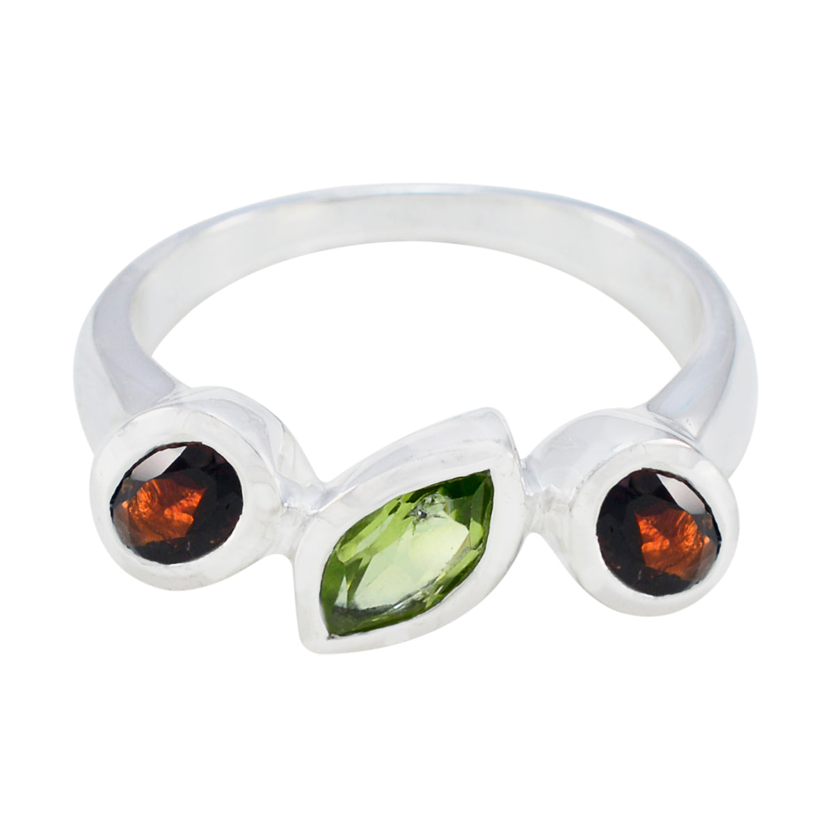 Multi Stone Trilogy Indian 92.5 Silver multicolor Gemstones Minimal Trendy Ring Jewelry Huvudsaklig produktbild