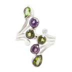 Multi Stone Hexa French 925 Silver multicolor Gemstone Versatile Cocktail Ring Jewelry