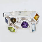 Multi Stone multiple Russian 925 Sterling Silver multicolor Gemstone Versatile Cocktail Ring Jewelry