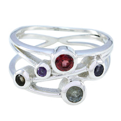 Multi Stone Penta Russian Sterling Silver multicolor Gems Classic Sophisticated Ring Jewellery