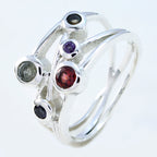 Multi Stone Penta Russian Sterling Silver multicolor Gems Classic Sophisticated Ring Jewellery