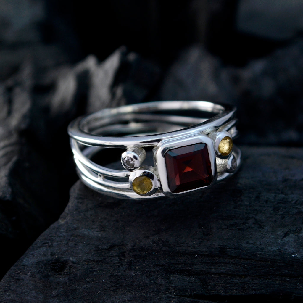 Multi Stone Penta African 925 Silver multicolor Gems Minimal Boho Ring Jewelry