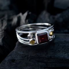 Multi Stone Penta African 925 Silver multicolor Gems Minimal Boho Ring Jewelry