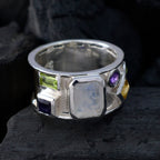 Multi Stone Hexa Moroccan 92.5 Silver multicolor Gemstones Essential  Abstract Band Jewellery
