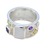 Multi Stone Hexa Moroccan 92.5 Silver multicolor Gemstones Essential  Abstract Band Jewellery