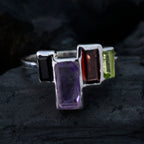 Multi Stone quarter Korean 925 Silver multicolor Gems Whisper thin Cocktail Ring Jewellery