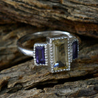 Multi Stone Trilogy Egyptian 925 Sterling Silver multicolor Gemstones Featherlight Fairytale Ring Jewellery