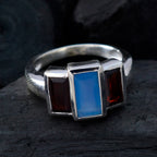 Multi Stone Trilogy Egyptian 92.5 Silver multicolor Gemstone Minimal Glamorous Ring Jewellery