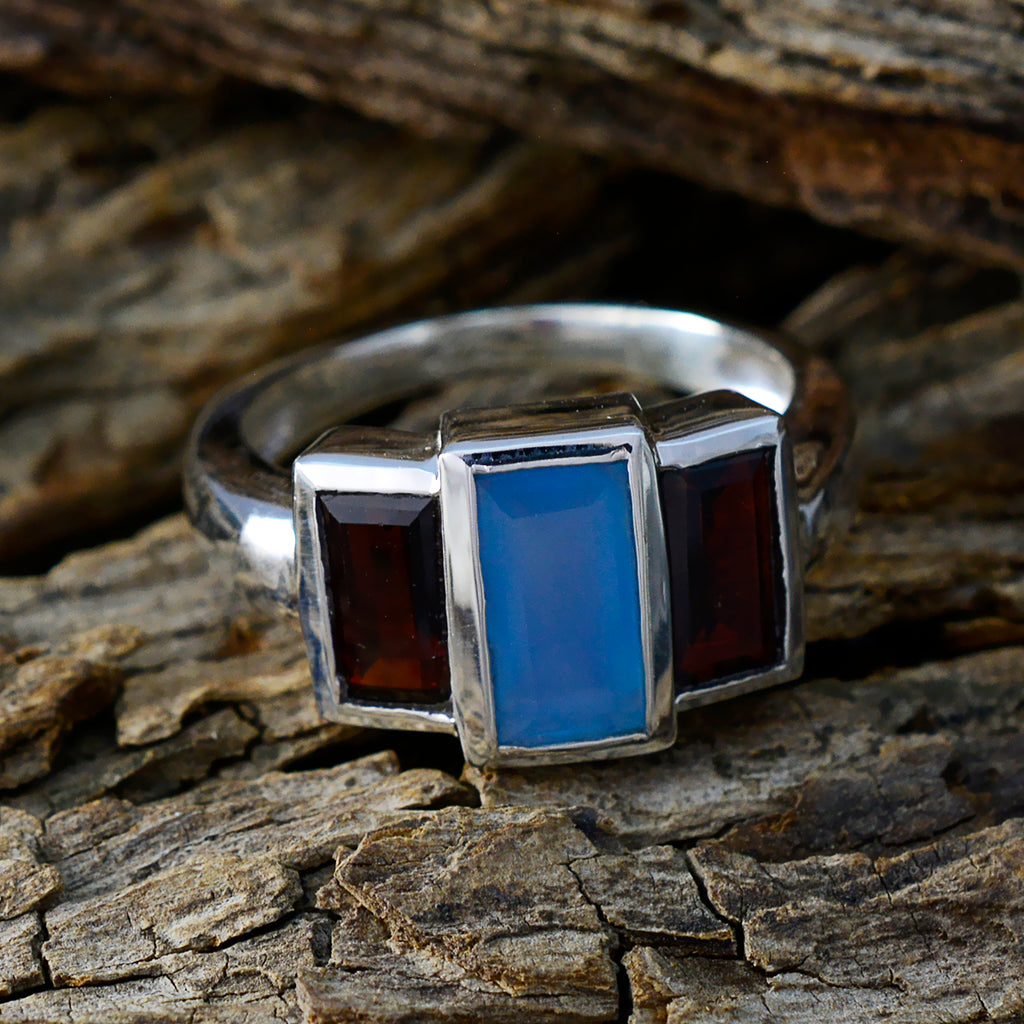 Multi Stone Trilogy Egyptian 92.5 Silver multicolor Gemstone Minimal Glamorous Ring Jewellery