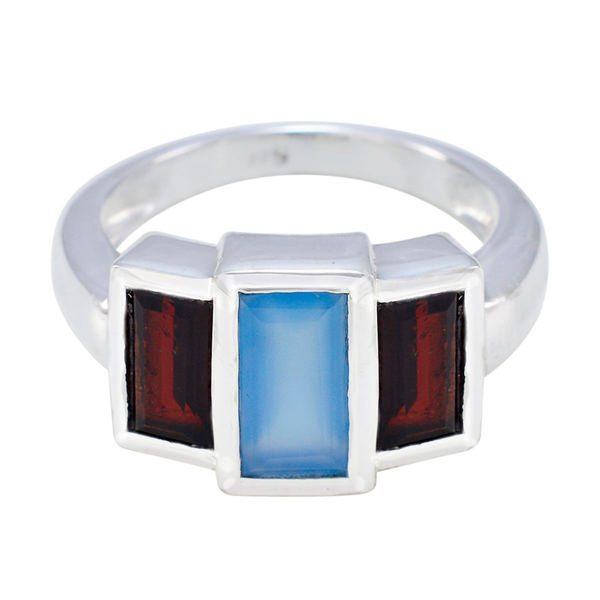 Multi Stone Trilogy Egyptian 92.5 Silver multicolor Gemstone Minimal Glamorous Ring Jewellery Hoofdafbeelding