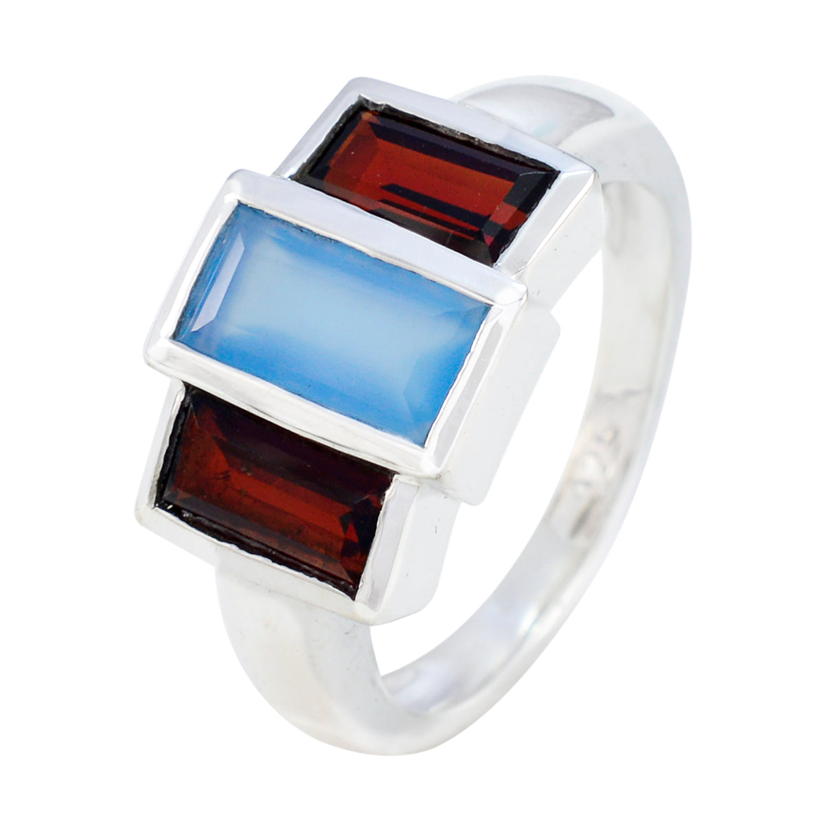 Multi Stone Trilogy Egyptian 92.5 Silver multicolor Gemstone Minimal Glamorous Ring Jewellery