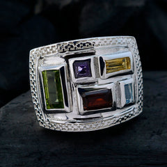 Multi Stone penta German 925 Sterling Silver multicolor Gemstones Versatile Cocktail Ring Jewelry